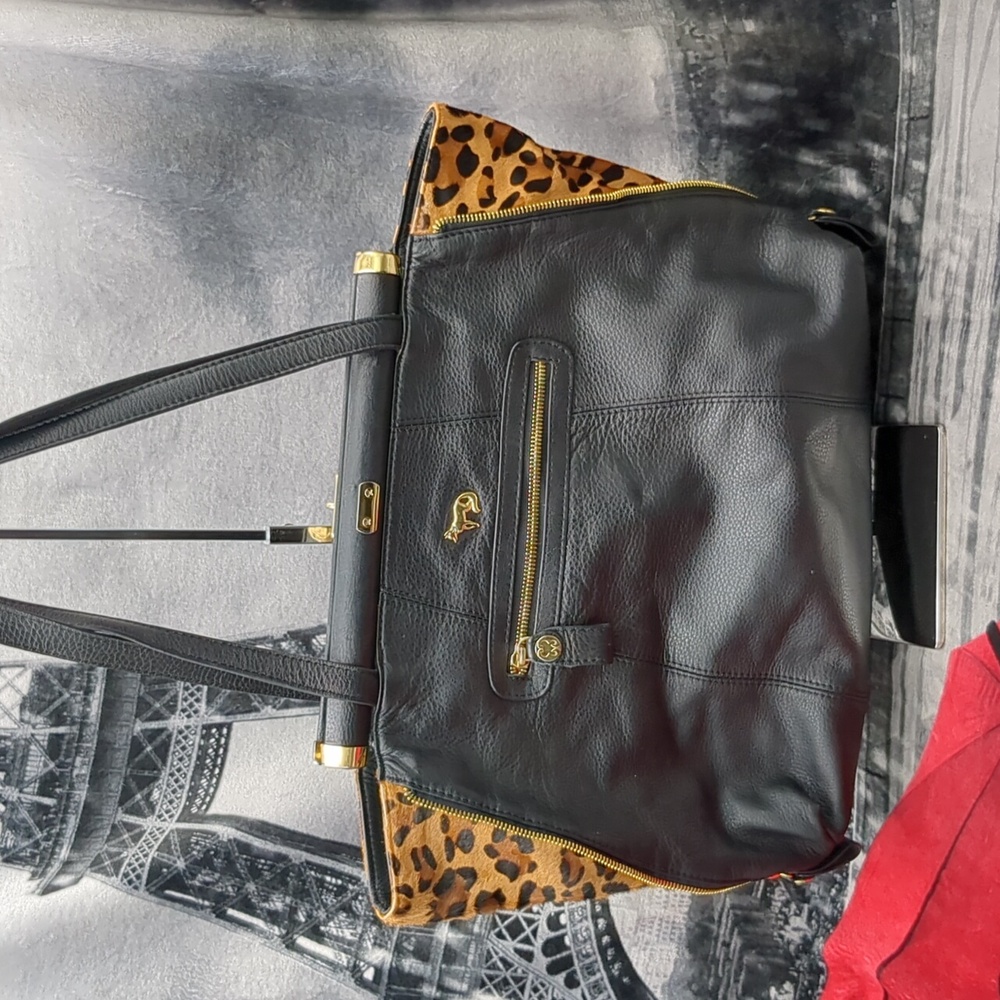 Emma Fox Black Leather Satchel